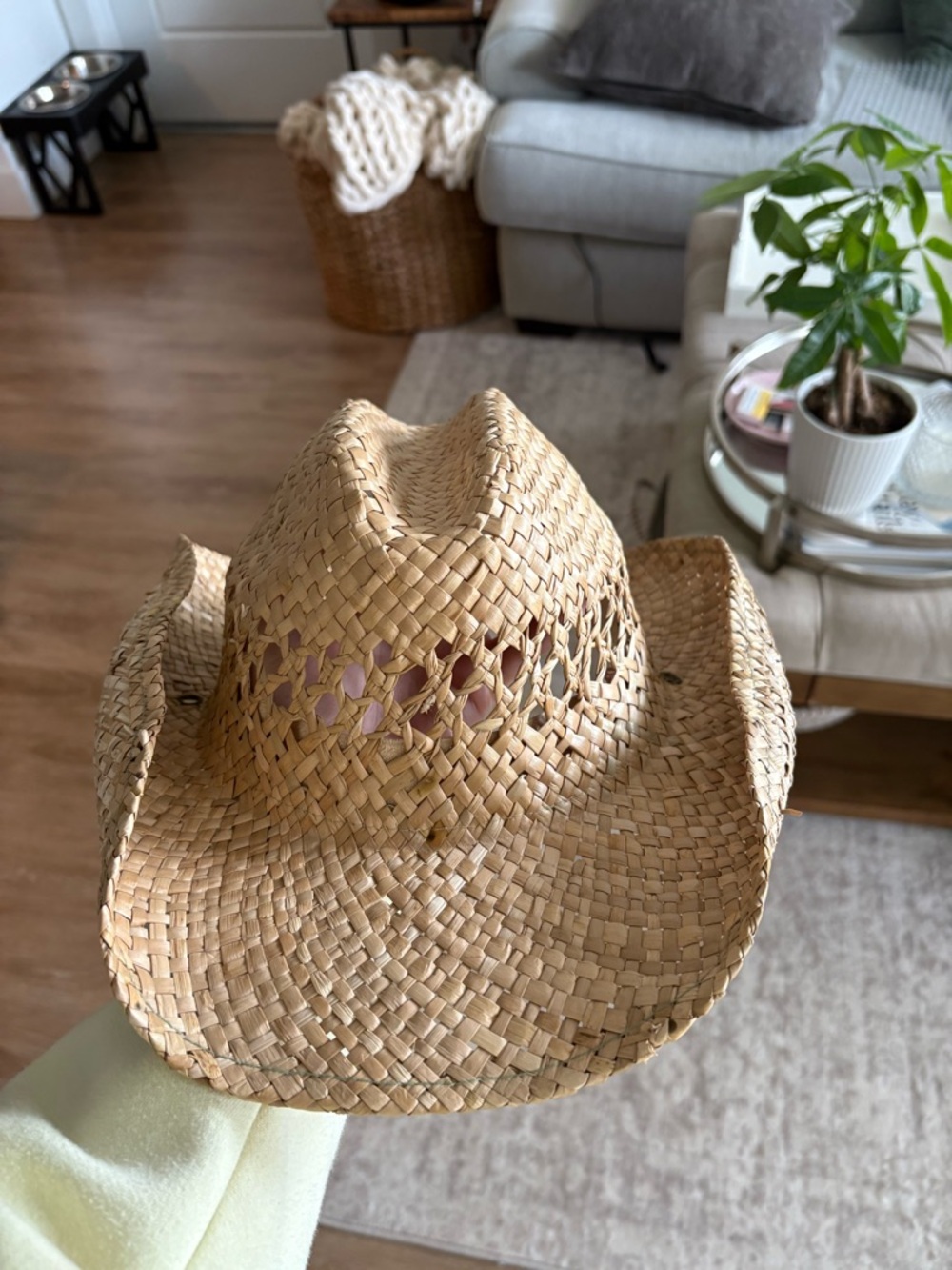 Natural Straw Woven Cowboy Hat - Unbranded